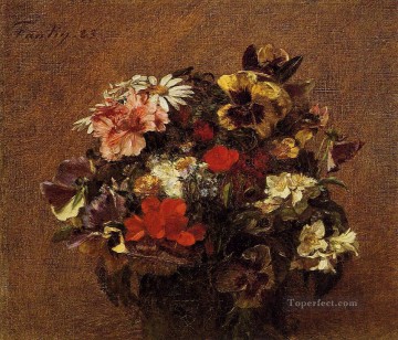 Henri Fantin Latour Painting - Bouquet of Flowers Pansies Henri Fantin Latour
